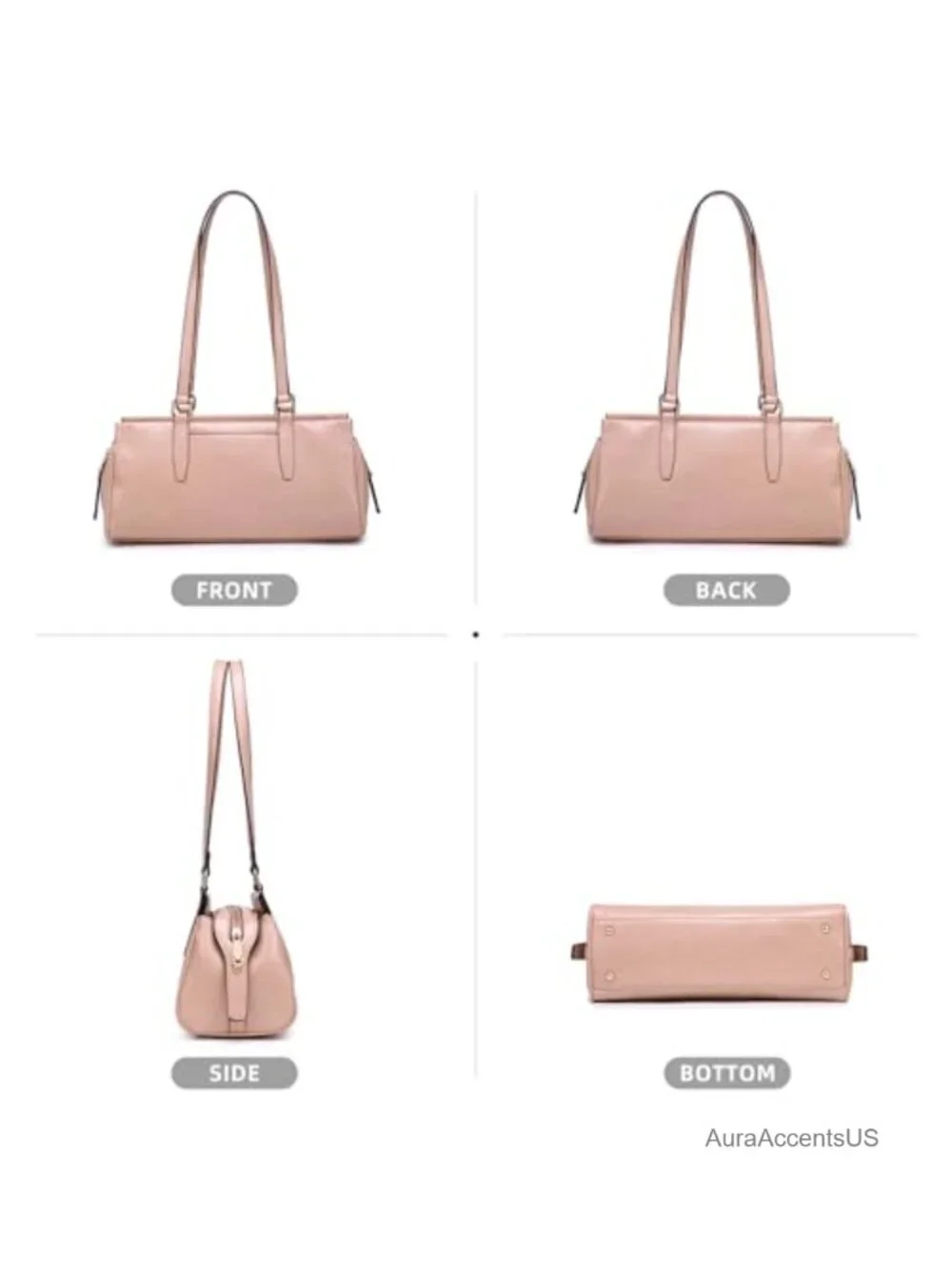 Vegan Leather Hobo Bag Shoulder Handbag Purse with Gold-Tone Hardware